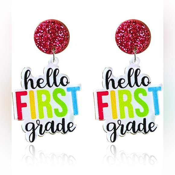 NEW HELLO FIRST GRADE EARRINGS - Picture 1 of 3
